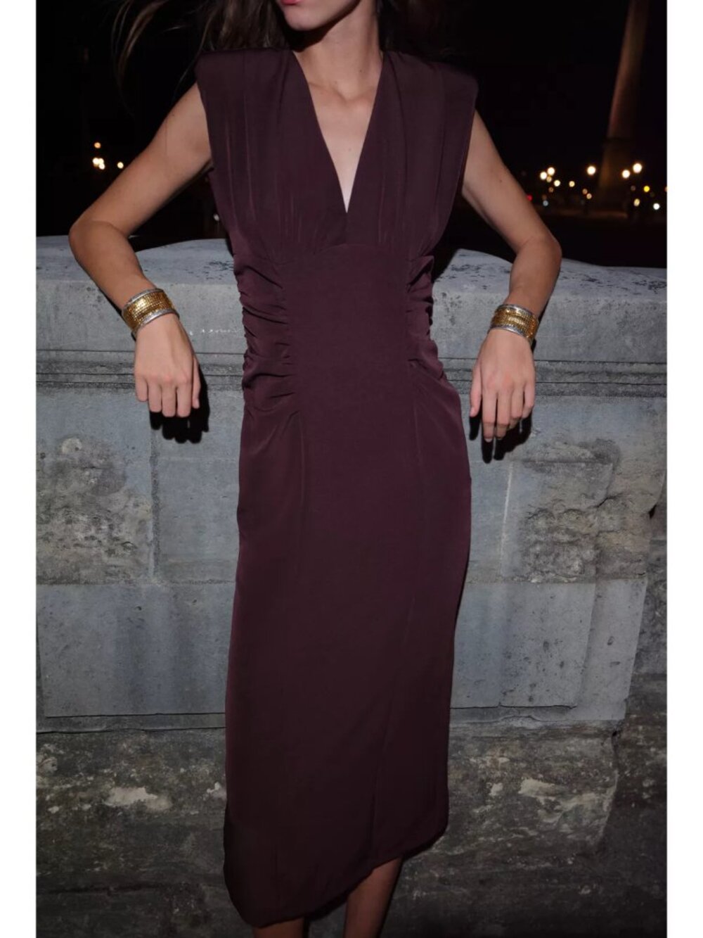 Zara V-Neck dress in eggplant purple
